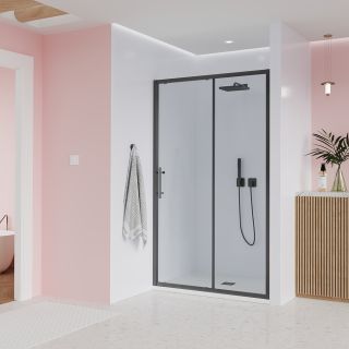 Душевая дверь Veconi Evo 100 GR, 1100x1950, графит брашинг, стекло прозрачное